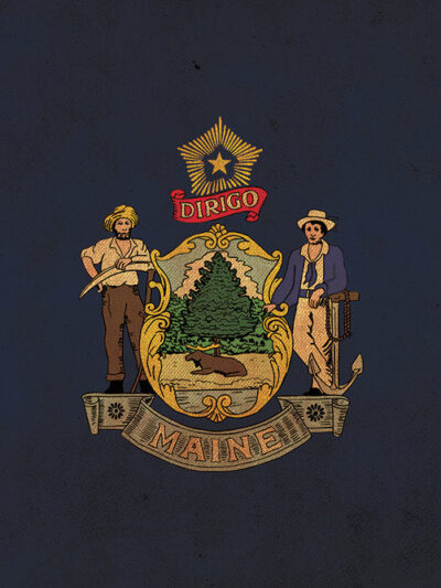 Vintage Maine Flag on Canvas, Maine, Flag, Wall Art, Maine Photo, Maine Print, Giclee, Fine Art, Lobster Flag, Single or Multiple Panels