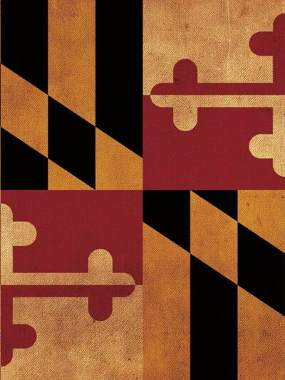 Vintage Maryland Flag on Canvas, Flag, Wall Art, Maryland Photo, Maryland Print, Giclee, Fine Art, crabcake Flag, Single or Multiple Panels