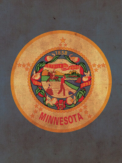 Vintage Minnesota Flag on Canvas, Flag, Wall Art, Minnesota Photo, Minnesota Print,  Fine Art,  Lakes Flag, Single or Multiple Panels