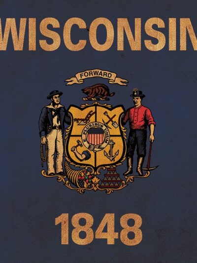 Vintage Wisconsin Flag on Canvas, Wisconsin, Wall Art, Wisconsin Photo, Wisconsin Print, Fine Art, Wisconsin Flag, Single or Multiple Panels