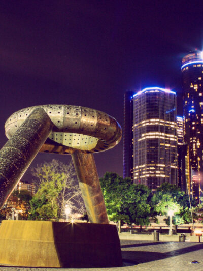 Detroit at night Printed on Canvas, Detroit Michigan City skyline, Large Detroit Print, Detroit wall art, Canvas gifts, art