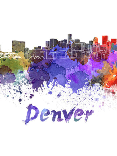 Denver skyline watercolor canvas, Denver Canvas Print, Denver wall art, Canvas Wall Art, Watercolor Skyline, Gift Ideas, Denver print
