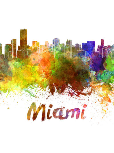 Miami skyline watercolor canvas, Miami Canvas Print, Miami wall art, Miami Canvas Wall Art, Watercolor Skyline, Gift Ideas, Miami print