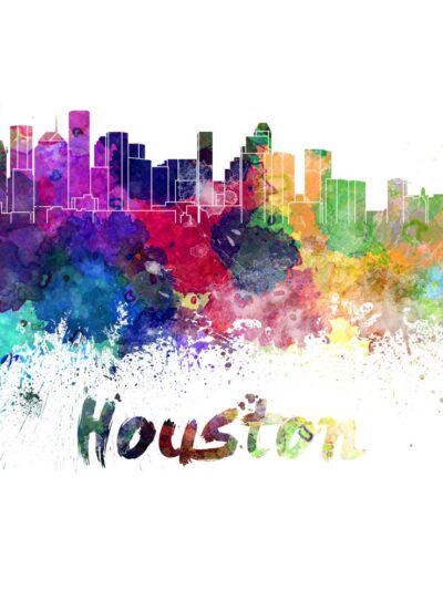 Houston skyline watercolor canvas, Houston Canvas Print, Houston wall art, Houston Canvas Art, Watercolor Skyline, Gift Ideas, Houston print