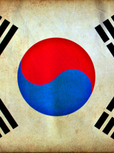 Vintage South Korea Flag on Canvas, South Korea Wall Art, South Korea Photo flag on canvas, Single or Multiple Panels South Korea flag