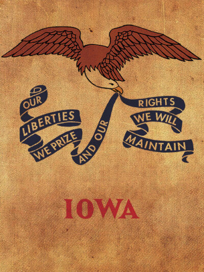 Vintage Iowa Flag on Canvas, Iowa Flag, Wall Art, Iowa Photo, Iowa flag on canvas, Flag, Single or Multiple Panels Iowa flag