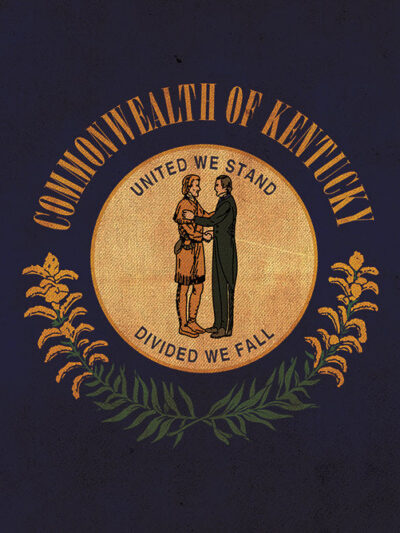 Vintage Kentucky Flag on Canvas, Flag, Wall Art, Kentucky Photo, Kentucky Print,  Fine Art, Bluegrass Flag, Single or Multiple Panels