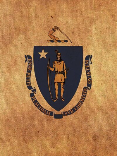 Vintage Massachusetts Flag on Canvas, Massachusetts Flag, Wall Art, Massachusetts Photo, Massachusetts Print, Single or Multiple Panels