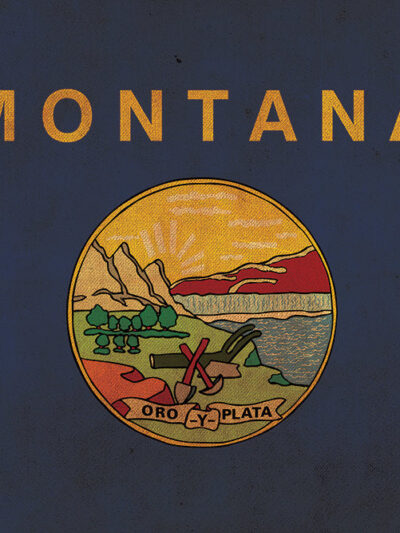 Vintage Montana Flag on Canvas, Montana, Flag, Wall Art, Montana Photo, Montana flag on canvas, Flag, Single or Multiple Panels Indiana flag
