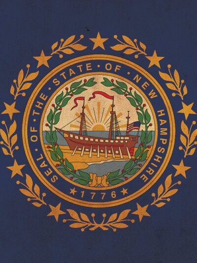 Vintage New Hampshire  Flag on Canvas, New Hampshire Flag, Wall Art, New Hampshire Photo New Hampshire Print, Single or Multiple Panels