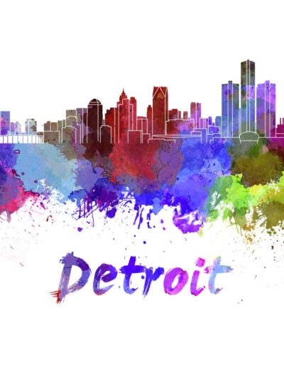 Detroit skyline watercolor canvas, Detroit Canvas Print, Detroit wall art, Canvas Wall Art, Watercolor Skyline, Gift Ideas, Detroit print