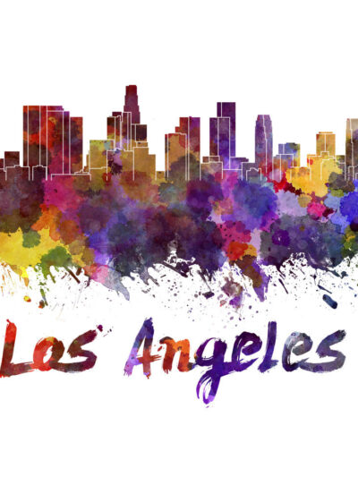 Los Angeles skyline watercolor canvas, Los Angeles Canvas Print, Los Angeles wall art, Canvas Wall Art, Watercolor Skyline, Gift Ideas