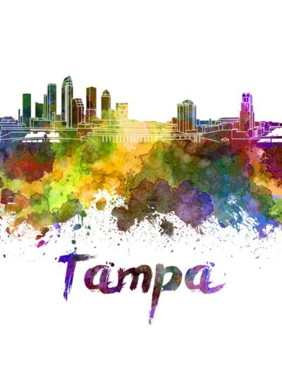 Tampa skyline watercolor canvas, Tampa Canvas Print, Tampa wall art,Tampa Canvas Wall Art, Watercolor Skyline, Gift Ideas, Tampa print