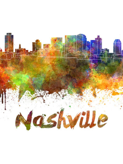 Nashville skyline watercolor canvas, Nashville Canvas Print, Nashville wall art, Nashville Canvas Art, Watercolor Skyline, Nashville print