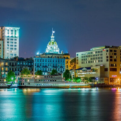 Savannah Georgia skyline canvas, Savannah Canvas,  Savannah wall canvas, River Street wall art Savannah photo wall art print, Savannah