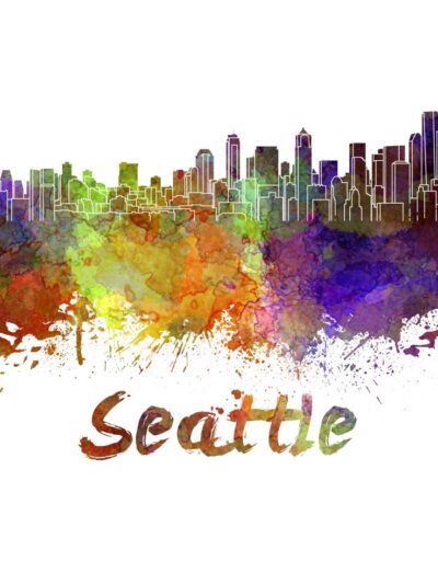 Seattle skyline watercolor canvas, SeattleCanvas Print, Seattle wall art, Seattle  Canvas Wall Art,Seattle Washington watercolor