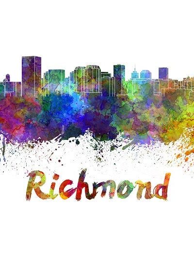 Richmond skyline watercolor canvas,  Richmond Canvas, Richmond wall art, Richmond Canvas Wall Art, Richmond wall art canvas, Richmond