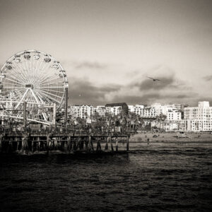 Santa Monica Pier Californina skyline canvas, Santa Monica wall canvas, 3 panel or single panel art, California photo, Ferris Wheel wall art