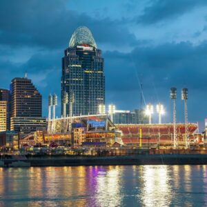 Great American Ballpark  Printed on Canvas, Cincinnati skyline, Large Cincinnati Reds Print, Cincinnati wall art, Canvas gifts, art