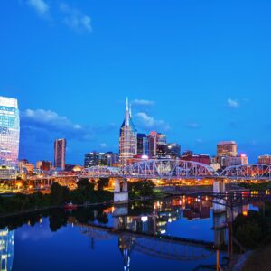 Nashville at dusk, Nashville Canvas, Nashville skyline, Nashville Wall canvas, 3 panel or single panel Nashville art, photo, wall art