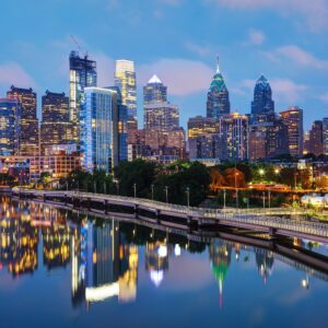 Philadelphia Pensylvania wall art canvas, Philadelphia skyline and Schuykill River,  3 panel, single panel Philly art, Philadelphia wall art