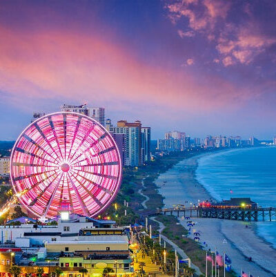 Myrtle Beach canvas, Myrtle beach wheel Canvas, Skyline Myrtle Beach canvas, Old South wall art, South Carolina Gift, Southern Beach canvas