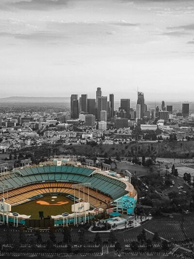 Dodger Stadium Canvas , LA Skyline  Printed on Canvas,B&W skyline, Large LA Dodgers Print, Baseball wall art, Canvas gifts, art