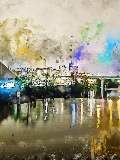 Memphis TN watercolor canvas, Memphis Watercolor Canvas,  Memphis wall canvas, Memphis decor. Memphis print watercolor
