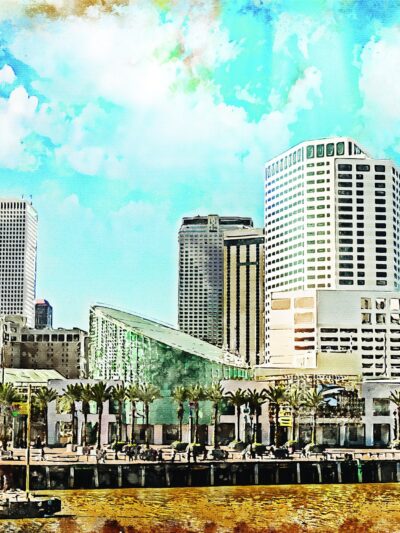 New Orleans skyline watercolor canvas, New Orleans Canvas Print, New Orleans wall art, Canvas Wall Art, Watercolor Skyline, Gift Ideas