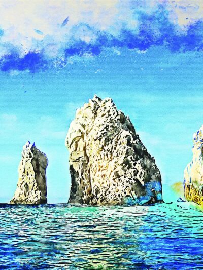 Cabo San Lucas Mexico watercolor canvas, Mexico Beach, Cabo San Lucas watercolor canvas photo, Cabo art print