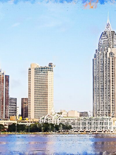 Mobile Alabama watercolor canvas,Mobile watercolor Canvas Wall Art, Mobile  wall art canvas, Mobile Alabama watercolor framed canvas art