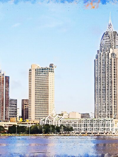 Mobile Alabama watercolor canvas,Mobile watercolor Canvas Wall Art, Mobile  wall art canvas, Mobile Alabama watercolor framed canvas art