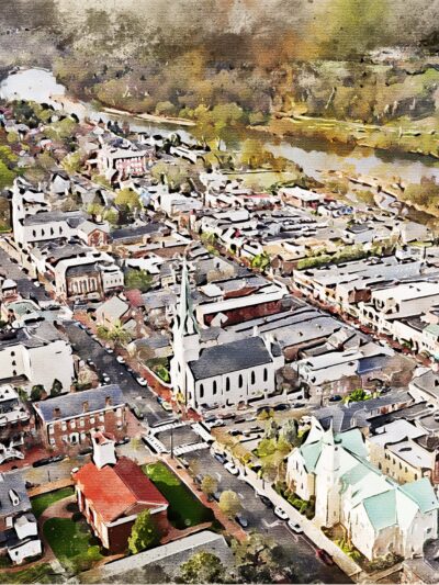 Fredericksburg skyline watercolor canvas,Fredericksburg  Canvas, Fredericksburg Canvas Wall Art, Fredericksburg watercolor wall art canvas,