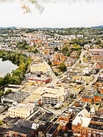 Morgantown West Virginia watercolor canvas, Morgantown watercolor Canvas Wall Art, Morgantown wall art canvas, Morgantown WV framed canvas