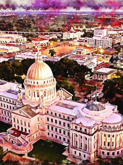 Jackson Mississippi watercolor canvas, Jackson watercolor Jackson Canvas Wall Art, Jackson Mississippi wall art canvas, Jackson wall art,