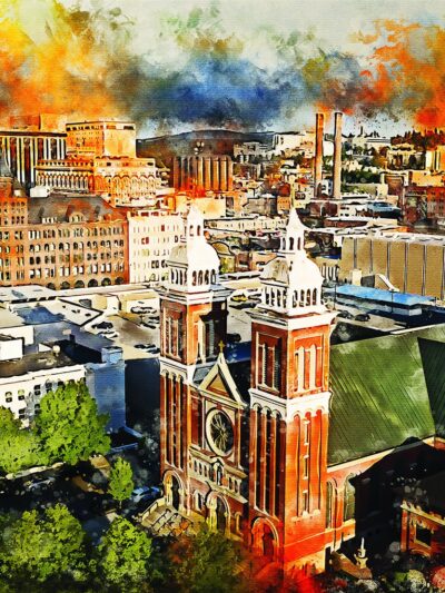 Spokane skyline watercolor canvas, Spokane watercolor Spokane watercolor Wall Art, Spokane wall art canvas,Spokane  wall art,