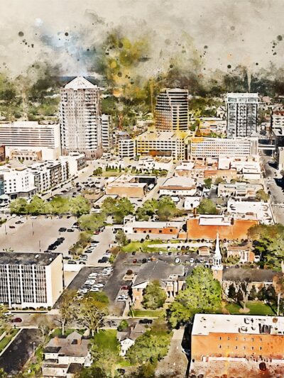 Greensboro watercolor canvas, Greensboro skyline watercolor,  Greensboro NC Canvas Wall Art, Greensboro wall art canvas,
