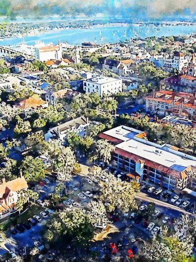 St Augustine Florida watercolor Skyline, St Augustine watercolor Canvas St Augustine skyline,St Augustine  Wall canvas,