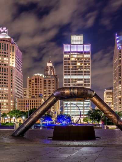 Detroit skyline Printed on Canvas, Detroit Michigan City skyline, Large Detroit Print, Detroit wall art, Canvas gifts, art