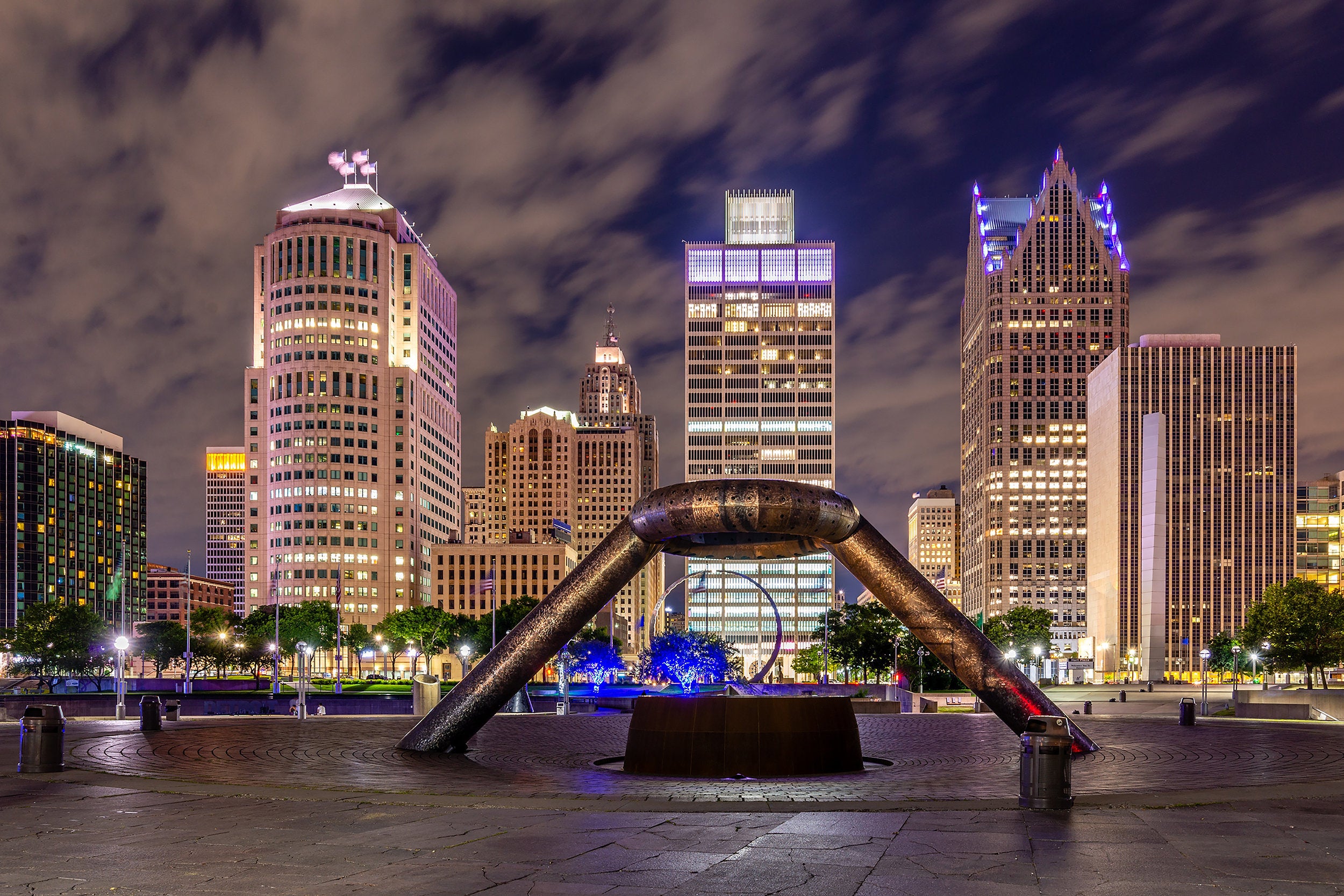 Detroit skyline Printed on Canvas, Detroit Michigan City skyline, Large Detroit Print, Detroit wall art, Canvas gifts, art