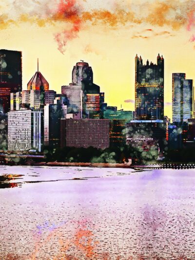 Pittsburgh skyline watercolor canvas,  Pittsburgh Canvas,  Pittsburgh Canvas Wall Art, Pittsburgh watercolorwall art canvas, Pennsylvania