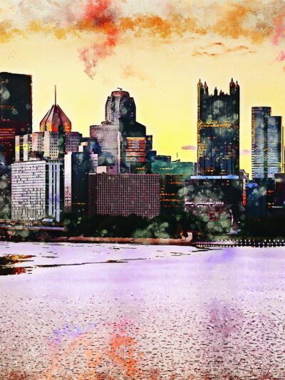 Pittsburgh skyline watercolor canvas,  Pittsburgh Canvas,  Pittsburgh Canvas Wall Art, Pittsburgh watercolorwall art canvas, Pennsylvania
