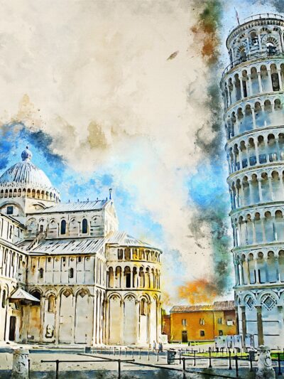 Leaning Tower of Pisa watercolor canvas Leaning Tower of Pisa Italy Canvas,  Watercolor canvas, Italian Riviera, Italy watercolor