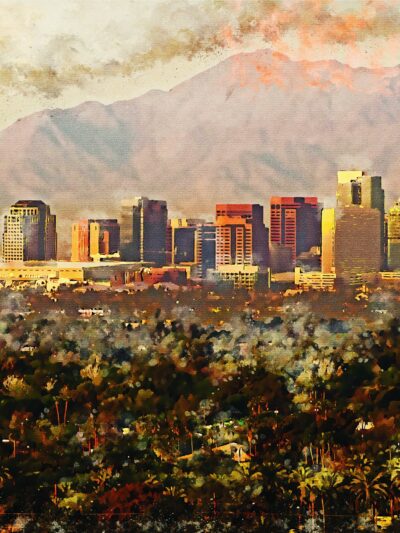 Phoenix Arizona watercolor, Phoenix watercolor Canvas, Phoenix skyline watercolor, Phoenix wall canvas,, Phoenix photo, Phoenix wall art