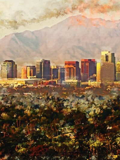 Phoenix Arizona watercolor, Phoenix watercolor Canvas, Phoenix skyline watercolor, Phoenix wall canvas,, Phoenix photo, Phoenix wall art