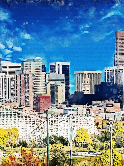 Denver Colorado watercolor on canvas, Denver Canvas, Denver watercolor skyline, Denver wall canvas,Denver, Denver photo, Denver wall art