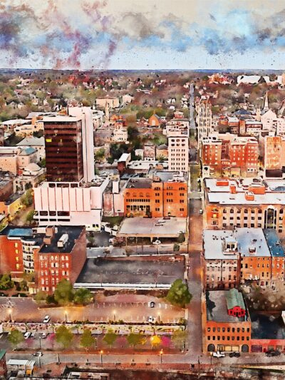 Lynchburg Virginia watercolor canvas,  Lynchburg watercolor Canvas Wall Art, Lynchburg wall art canvas, Lynchburg Virginia art