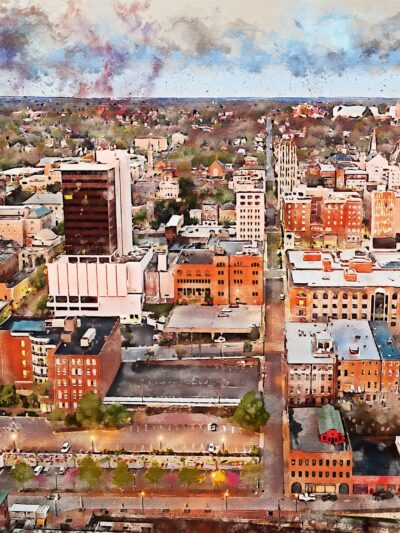 Lynchburg Virginia watercolor canvas,  Lynchburg watercolor Canvas Wall Art, Lynchburg wall art canvas, Lynchburg Virginia art