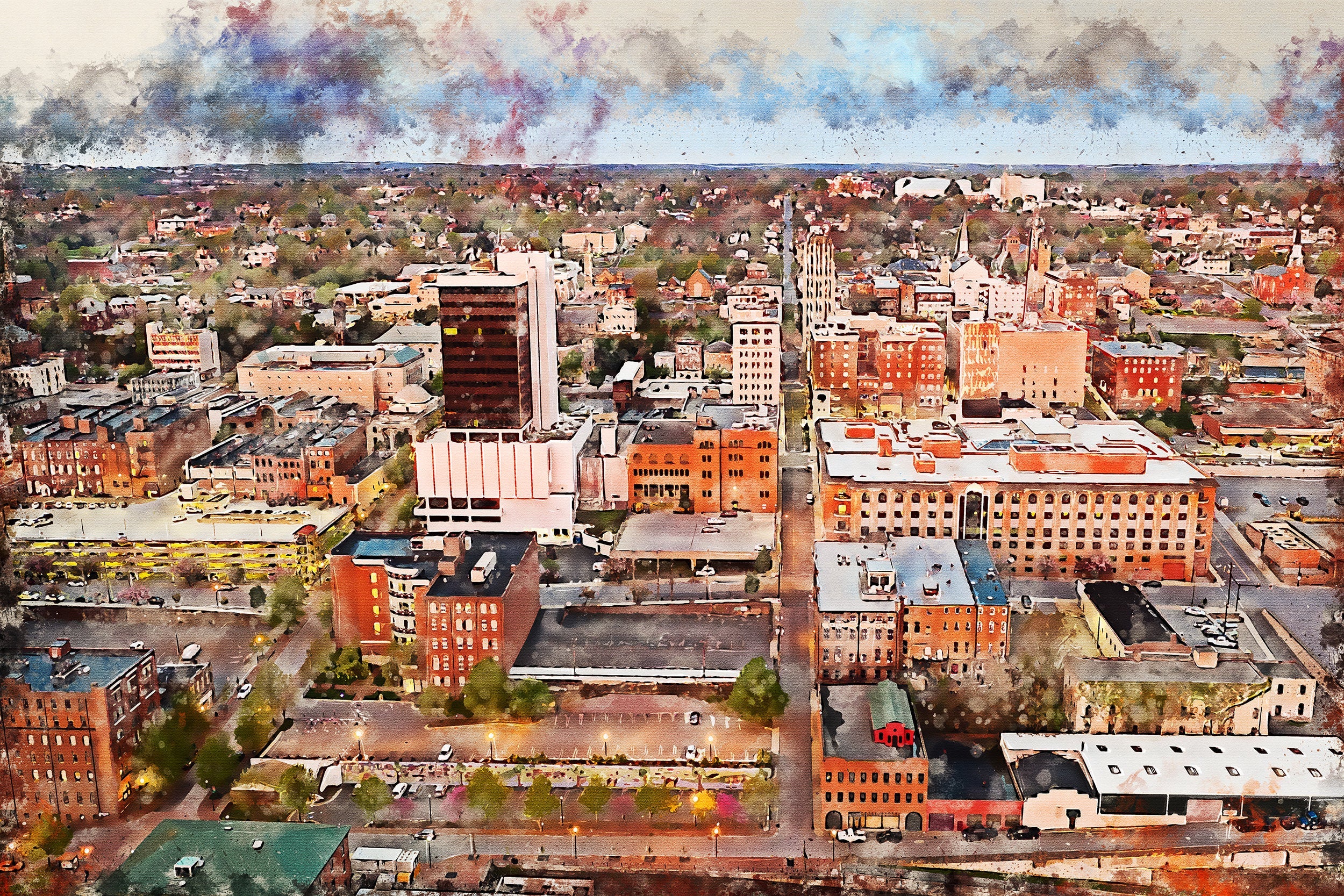 Lynchburg Virginia watercolor canvas, Lynchburg watercolor Canvas Wall Art, Lynchburg wall art canvas, Lynchburg Virginia art