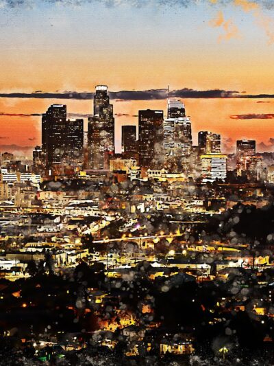 Los Angeles watercolor canvas,Los Angeles watercolor, Los Angeles Canvas Wall Art, Los Angeles wall art canvas, LA watercolor